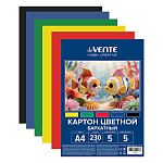 Картон цветной А4 бархатный, 5л 5цв " deVente " Hobby Creative 230г/м2, пакет, европодвес