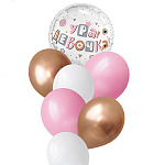 Набор шаров " Браво " Ура, девочка 7в1, состав: 18"/46см фольгированный шар круг - 1шт, 14"/35см латексные шары хром - 2шт, 12"/30см латексные шары пастель - 4шт