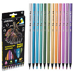 Карандаши цветные деревянные Triolino Ultra Metallic 12цв " deVente " 4M трехгранные, картонная упаковка,