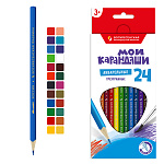 Карандаши " ВКФ " акварельные Мои карандаши 24цв, трехгранные, деревянные, картонная упаковка, европодвес