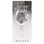 Свеча для торта цифра " Миленд " Серебряный стиль 6, серебряная, 18,5*7,5*1см, картонный блистер, европодвес