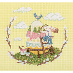 Набор для вышивания " Klart " 19,5*18,5см Пасхальное яйцо, состав набора: канва, игла, нитки, цветная схема, инструкция, пакет