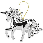 Ёлочное украшение " Миленд " подвеска- Серебряный единорог, пластик, 12*9,5*2см, 1шт