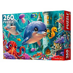 Пазлы " Рыжий кот " 260элементов Удивительный подводный мир 33*24см, картонная упаковка 25,1*17,7*4,2см