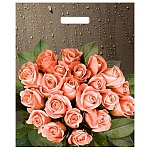 Пакет ПЭ " Миленд " с вырубной ручкой ПВД, 38*45см 60мкм Розы после дождя