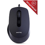 Мышь " SmartBuy " 265-K One проводная оптическая, 4 кнопки, бесшумная, черная, 800/1200/1600/2400 DPI, USB