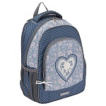 Рюкзак " Erich Krause " 39*28*14 см ErgoLine 15L Lacey Heart, голубой, эргономичная спинка, 1 отделение, большой внешний карман на молнии, 2 боковых кармана на резинке, усиленное дно, светоотражающие элементы, регулируемые лямки