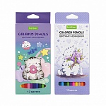 Карандаши цветные деревянные ECO Приключения кота Пирожка 12цв " Hatber " шестигранные, картонная упаковка, европодвес