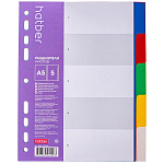 Разделитель " Hatber " А5 5л, пластиковый, индексация по цветам