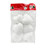 Ёлочное украшение " KWELT " Заснеженные сердечки 5*5см 6шт, пакет, европодвес