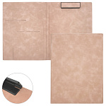 Планшет " KWELT " А4 с крышкой, внутренний карман с отделениями, розовый, кожзам, покрытие soft-touch, 4мм