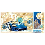 Конверт для денег " Мир открыток " 2-23 С Юбилеем! Мужской- Голубое авто, 168*83мм, фольга, крафт