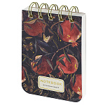 Блокнот МАЛЫЙ ФОРМАТ А7 спираль сверху 100л " Bruno Visconti " Cute Journal. Flora. Гранат, линия, обложка - мелованный картон, матовая ламинация, soft-touch, тиснение фольгой, тонированный блок, 74*105мм