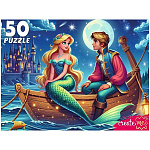 Пазлы " Рыжий кот "  50элементов Русалочка и принц, 22,5*16,5см, картонная упаковка 18*12,5*3,5см