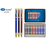 Ручка шариковая " Basir " синяя 0,7мм металлическая, поворотный механизм, цветной корпус (ассорти), клип и наконечник-золотистые со стразой