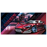 Конверт для денег " Мир открыток " 2-16 С Юбилеем! Мужской- Спорткар, город, 168*83мм, рельеф, блестки