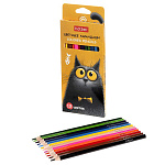 Карандаши цветные деревянные Пушистый философ 12цв " Hatber " трехгранные, картонная упаковка, европодвес