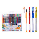 Набор гелевых ручек " Mazari " Lipari 3цв 0,5мм, прозрачный корпус, резиновый грип, ПВХ, европодвес