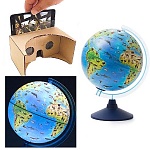 Глобус детский зоогеографический интерактивный с подсветкой от батареек 250мм " Globen " в комплекте: очки виртуальной реальности (VR), батарейки в комплект не входят, картонная коробка