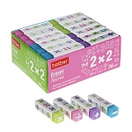 Ластик " Hatber " PVC 2x2 45*18*15мм, 36шт, ассорти, картонный держатель, картонный дисплей