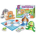 Игра развивающая " Русский стиль " Пикничок, состав: игровое поле, фигурки - 4шт, карточки, правила игры, картонная упаковка 32*22*3см