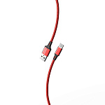 Кабель сетевой USB - Type-C " Smartbuy " S14 красный/черный, 2м, 3А, ткань