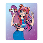 Магнит виниловый " Хорошо " 918 Девочка в полосатом топе со скейтом 60*70мм