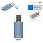 Флеш-диск " SmartBuy " 4GB V-Cut голубой USB 2.0