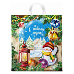 Пакет Новогодний ПЭ " Интерпак " с петлевой ручкой ПНД, 38*42см 40мкм Магия праздника