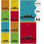 Записная книжка МАЛЫЙ ФОРМАТ А6 32л " Hatber " Гоночные авто, клетка, обложка - глянцевый ламинированный картон, на скобе, 10 дизайнов