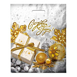 Пакет Новогодний ПЭ " Интерпак " с вырубной ручкой ПВД, 38*47см 60мкм Праздничный час