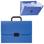 Папка-портфель " Attomex " А4 13 отделений, синий, на замке, пластик 0,7мм, текстура поверхности- песок, непрозрачный