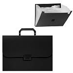 Папка-портфель " Attomex " А4 13 отделений, черный, на замке, пластик 0,7мм, текстура поверхности- песок, непрозрачный