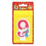 Свеча для торта цифра " Миленд " Милый единорог 9, розовая, 14*6,5*1см, картонный блистер, европодвес