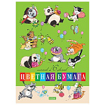 Бумага цветная А4 16л 16цв " Hatber " ECO Забавные животные, на скобе