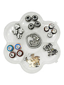 Набор для создания браслета " KWELT " Цветок, в наборе: пластиковый контейнер, 7 ячеек, 1 основа, шармы, подвески, бусины