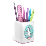 Набор настольный " Erich Krause " Forte Rainbow Skate 6 предметов ( 4 ручки, карандаш, линейка ) белый с розовой вставкой