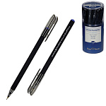 Ручка шариковая " Bruno Visconti " PointWrite Black, синяя 0,38мм, толщина письма 0,3мм, пластиковый корпус, покрытие soft-touch, цвет корпуса - черный, металлизированный наконечник, колпачок с клипом, сменный стержень, пластиковый тубус