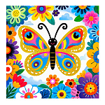 Картина алмазная " Mazari " 30*30см Бабочка, состав набора: холст на подрамнике, стразы, стилус, желеобразный клей, лоток, полная выкладка, в термоусадочной пленке