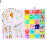 Набор бусин " Mazari " №17 в наборе: пластиковый контейнер, 24 ячеек, фигурные бусины, леска, 2 заготовки для ободков, аксессуары для создания браслетов