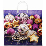 Пакет Новогодний ПЭ " Интерпак " с пластиковой ручкой ПВД, 37*34см 80мкм Самоцветы