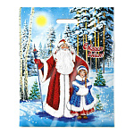 Пакет Новогодний ПЭ " Интерпак " с вырубной ручкой ПВД, 40*50см 80мкм Сказка