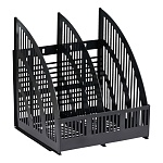 Лоток для бумаг вертикальный пластиковый 2 отделения " Стамм " Line, черный