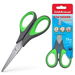 Ножницы " Erich Krause " Standard+ 15,0см пластиковые эргономичные ручки с резиновыми вставками, ассорти, картонная упаковка, европодвес