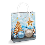 Пакет Новогодний ПЭ " Интерпак " с пластиковой ручкой МП, 23*27см 150мкм Украшение