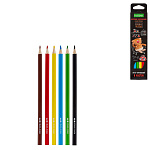 Карандаши цветные деревянные ECO Кофейные коты 06цв " Hatber " шестигранные, картонная упаковка, европодвес