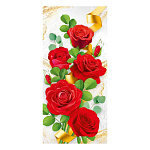 Открытка " Империя поздравлений " 410 Евро Без названия- Красные цветы, 97*204мм, без отделки