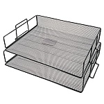 Лоток " KWELT " горизонтальный, 2 отделения, 37*25*15см, металлический, сетчатый, черный