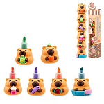 Текстовыделитель секционный, 1-3мм, зеленый, красный, фиолетовый, оранжевый, синий, Капибара " Basir " картонная упаковка