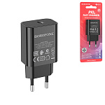 Блок питания сетевой " Borofone " BA65A чёрный, 3,0А, 20Вт, PD, QC, FCP, AFC, Type-C, пластик, (кабель в комплект не входит)